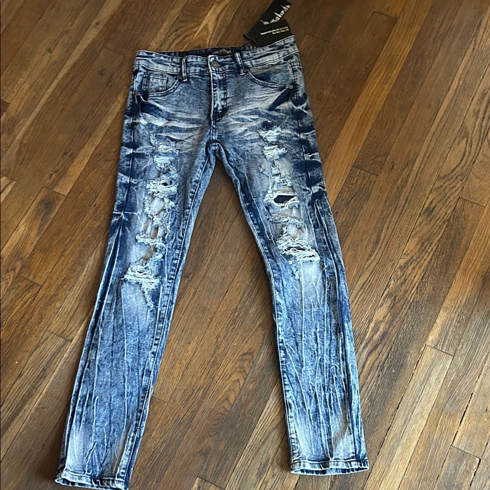 Stylish Kids Ripped Denim Jeans - Blue